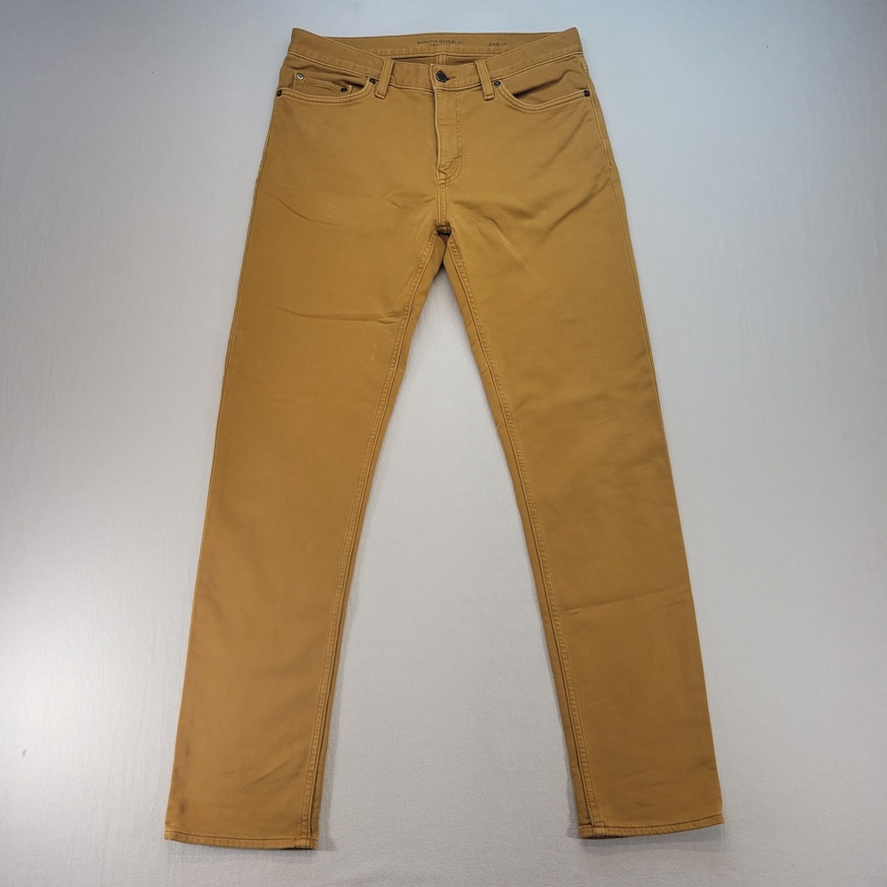 Banana Republic Traveler Pants Mens 31x32 Mustard Yellow Slim Fit Stretch Chino